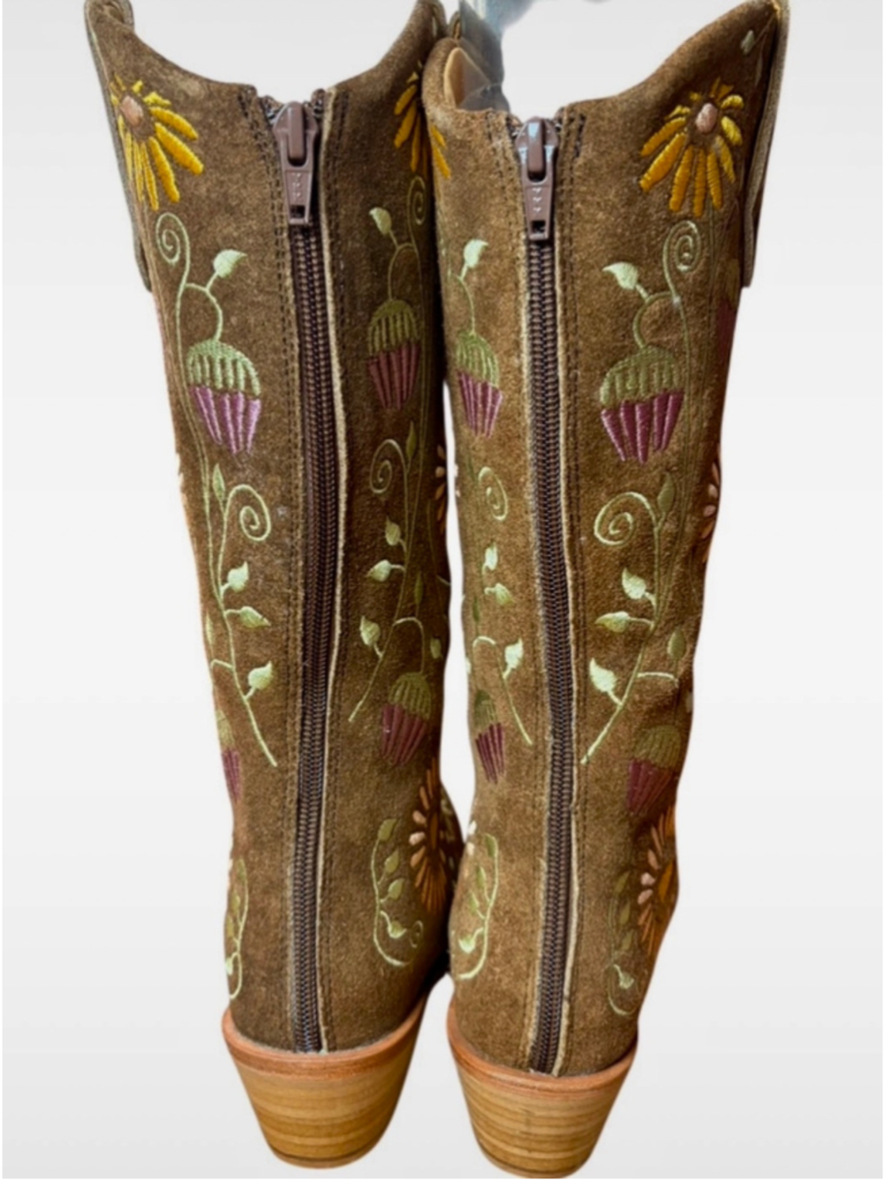 Agave Sky Vaquera Holly Suede Floral Embroidered Cowgirl Western Boots Size 6 - Picture 6 of 12